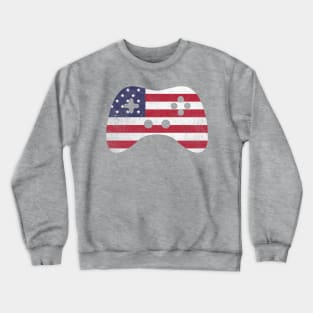 American Gamer Vintage USA Flag Video Game Controller Gamer Crewneck Sweatshirt